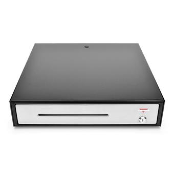 Pokladní zásuvka C430C - s kabelem, kovové držáky, nerez panel, 9-24V,černá