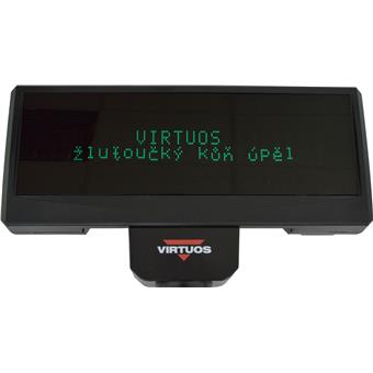 VFD zákaznický displej Virtuos FV-2029M 2x20 9mm, serial (RS-232), 12V, černý