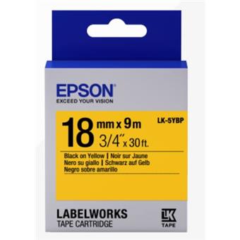 Epson Label Cartridge Pastel LK-5YBP Black/Yellow 18mm (9m)