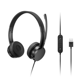 Lenovo sluchátka USB-A Wired Stereo On-Ear Headset (with control box)/USB/Černá