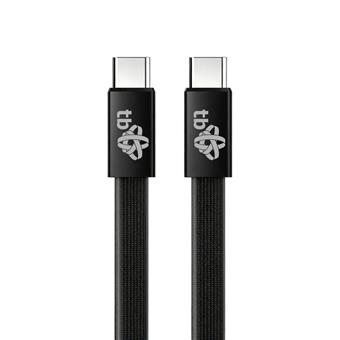 TB plochý kabel USB-C na USB-C, 1m,  černý