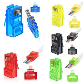 W-Star Konektor UTP RJ45EZ Cat5e 100ks pozlacený, mix, pass through ethernet RJ45EZ5SM